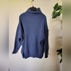 Aerie Blue Chunky Knit Turtleneck Sweater